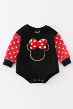 Load image into Gallery viewer, Black character french knot baby romper
