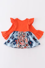 Load image into Gallery viewer, Orange floral print ruffle baby romper
