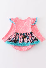 Load image into Gallery viewer, Pink floral print ruffle baby romper
