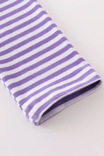 Load image into Gallery viewer, Purple stripe ghost pumpkin applique boy top

