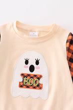 Load image into Gallery viewer, Beige plaid ghost applique girl top
