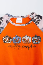 Load image into Gallery viewer, Orange halloween pumpkin ruffle girl top
