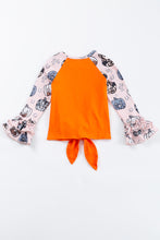 Load image into Gallery viewer, Orange halloween pumpkin ruffle girl top
