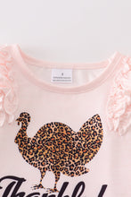 Load image into Gallery viewer, Pink thanksgiving turkey ruffle girl top

