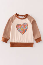 Load image into Gallery viewer, Brown heart floral girl top
