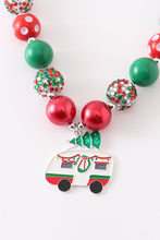 Load image into Gallery viewer, Red green camper pedant chunky necklace
