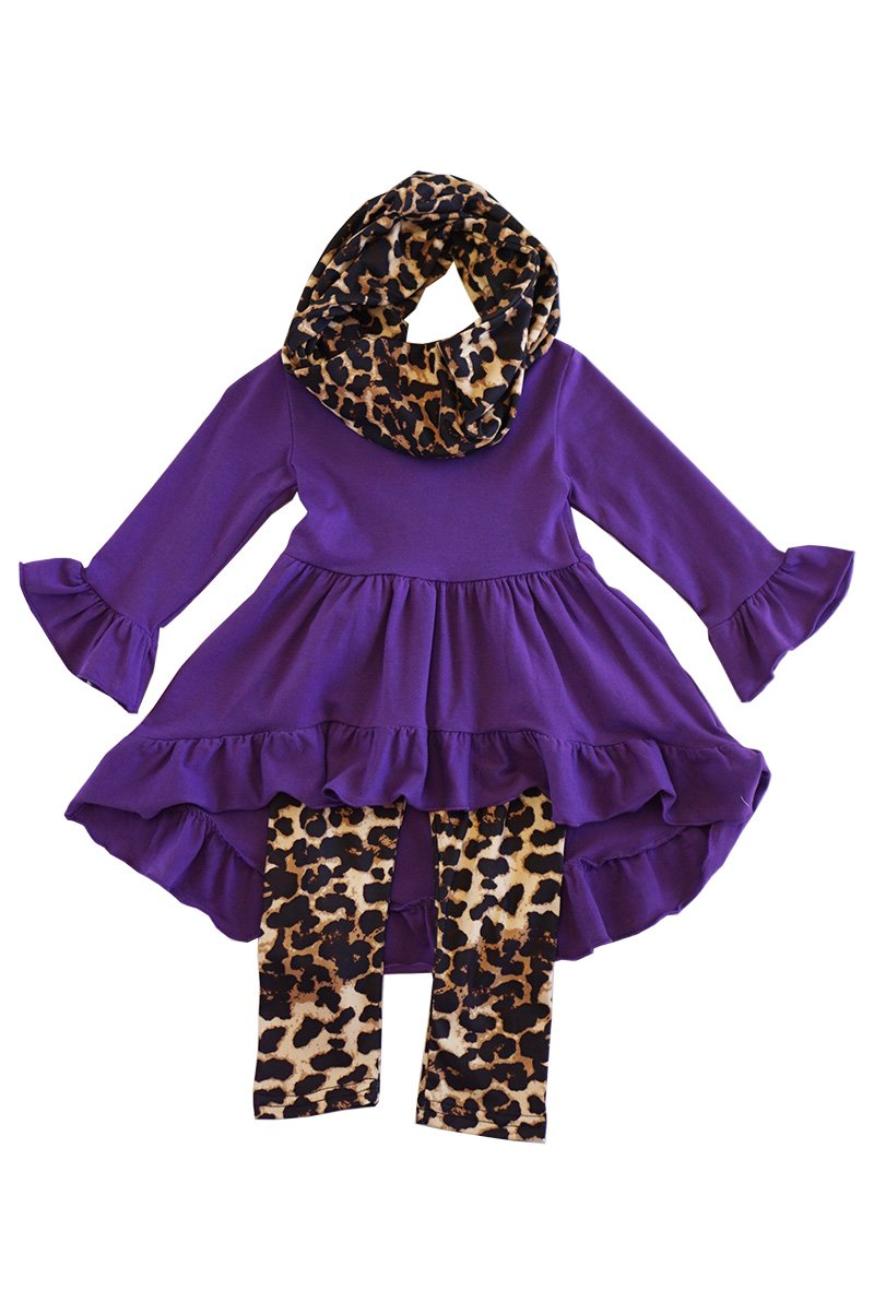 Purple  leopard print 3 pcs scarf set SJT-012207