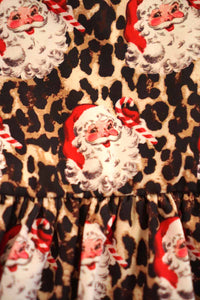 Santa leopard print ruffle dress CXQZ-012442