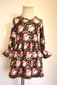 Santa leopard print ruffle dress CXQZ-012442