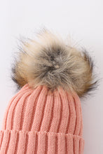 Load image into Gallery viewer, Coral Pink knit pom pom beanie hat baby toddler adult

