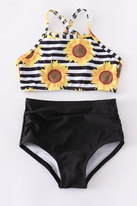 Sunflower stripe 2 pcs swim suit mommy & me