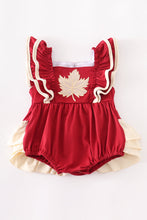 Load image into Gallery viewer, Burgundy maple leaf embroidery girl bubble
