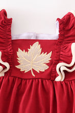 Load image into Gallery viewer, Burgundy maple leaf embroidery girl bubble
