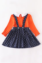 Load image into Gallery viewer, Orange witch applique dress suit
