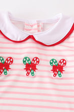 Load image into Gallery viewer, Pink candy cane embroidery girl baby gown
