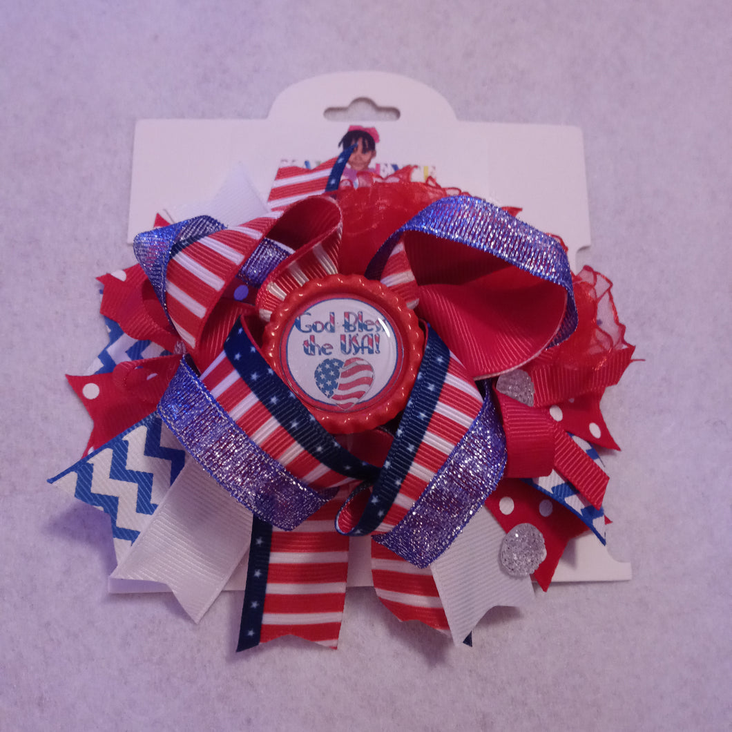 God Bless the USA Boutique Hair Bow