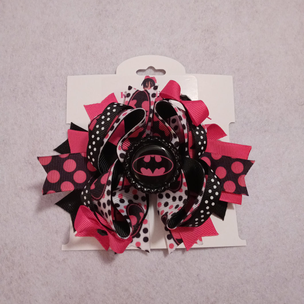 Pink Batman Inspired Boutique Hair Bow