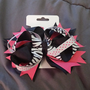Pink Zebra Print Boutique Hair Bow