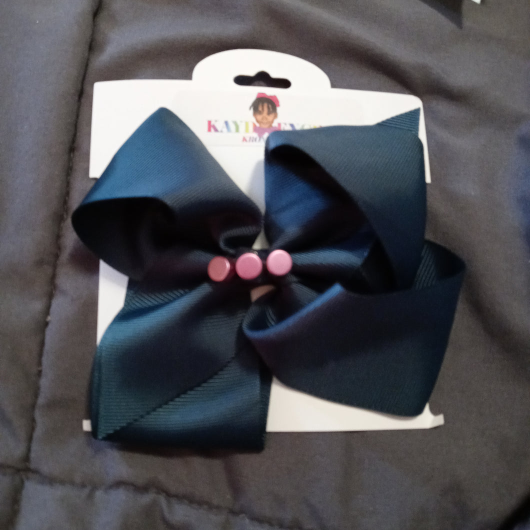 6 Inch Solid Colored Hair Bow with Dots