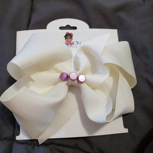 6 Inch Solid Colored Hair Bow with Dots