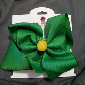 6 Inch Solid Colored Hair Bow with Pineapple