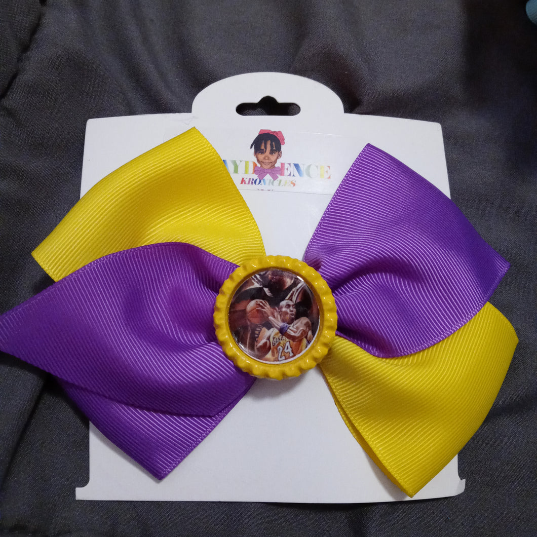 Purple and Yellow Kobe Bryant Inspired Hair Bow