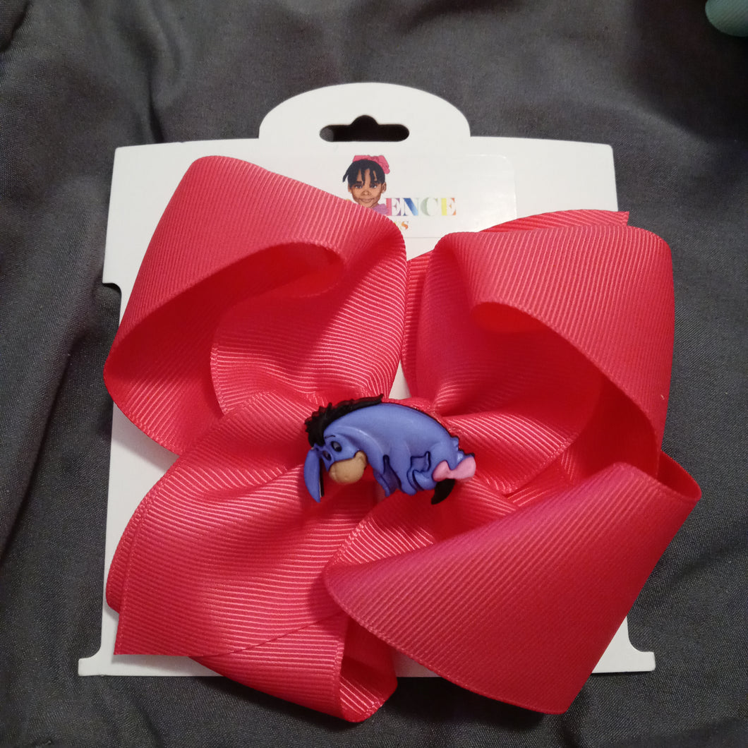 6 Inch Solid Colored Hair Bow with Eeyore