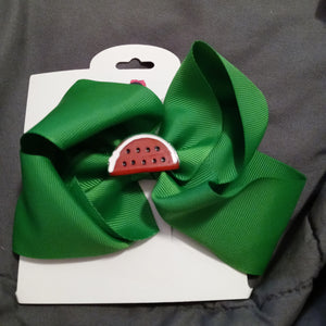 6 Inch Solid Colored Hair Bow with Watermelon
