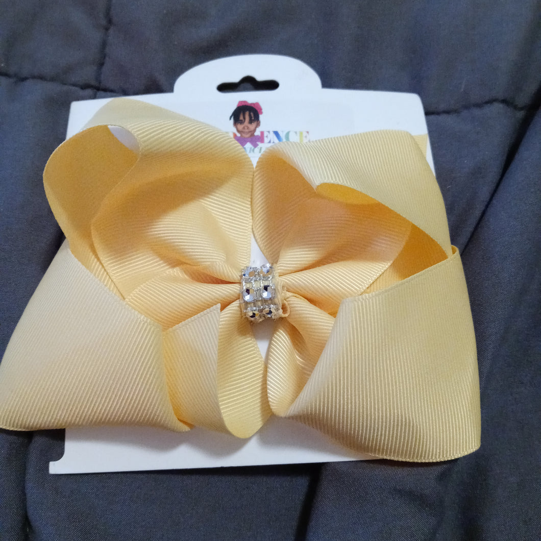 Solid Colored Hair Bow with Rhinestone