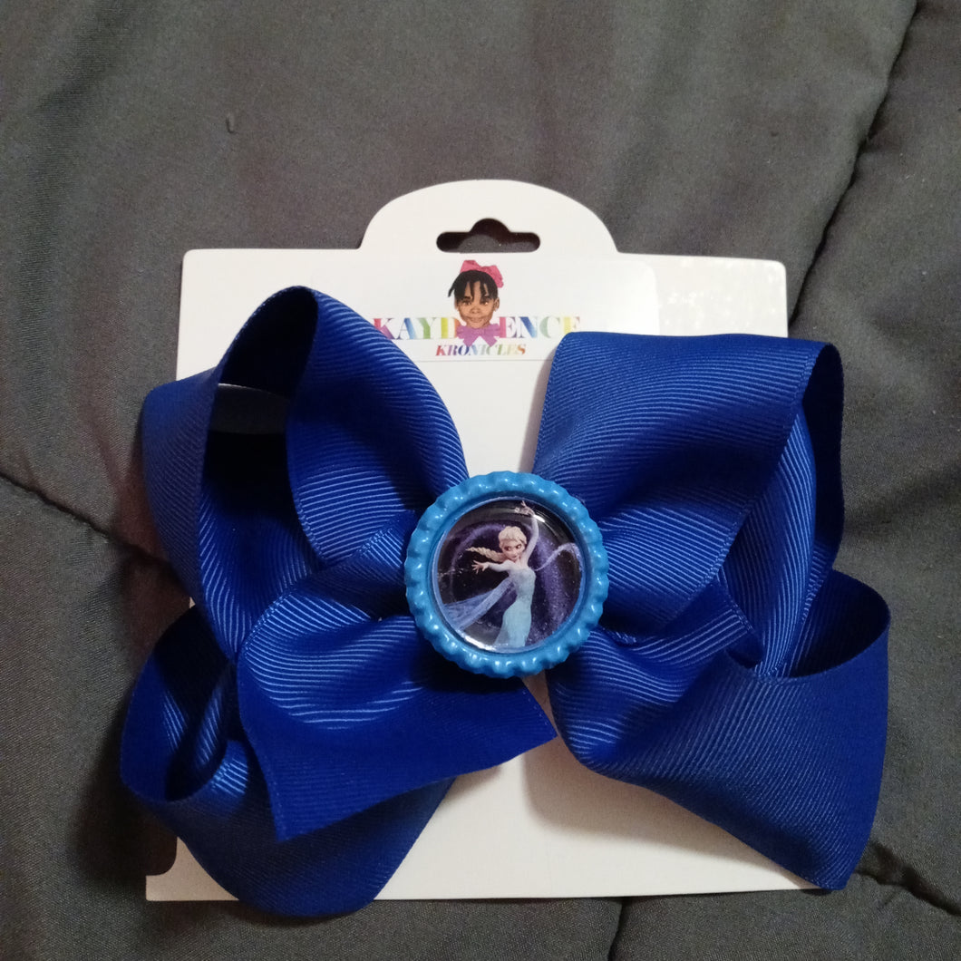6 Inch Solid Colored Hair Bow with Elsa