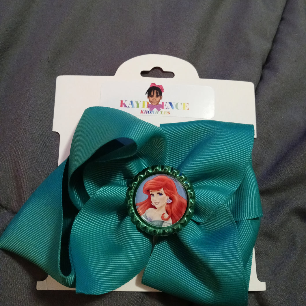6 Inch Solid Colored Hair Bow with Ariel