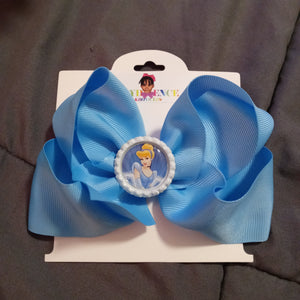 6 Inch Solid Colored Hair Bow with Cinderella