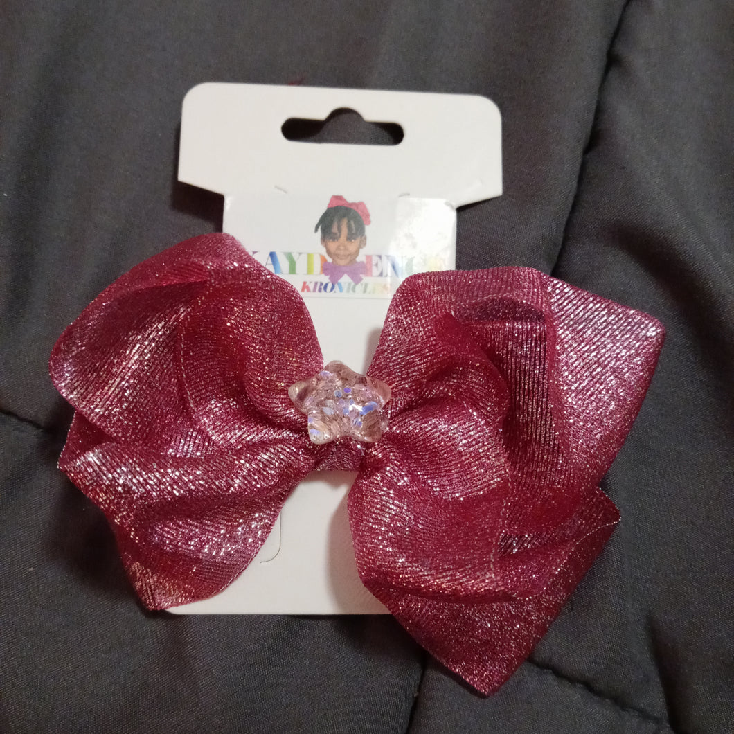 3 Inch Solid Colored Hair Bow with Star