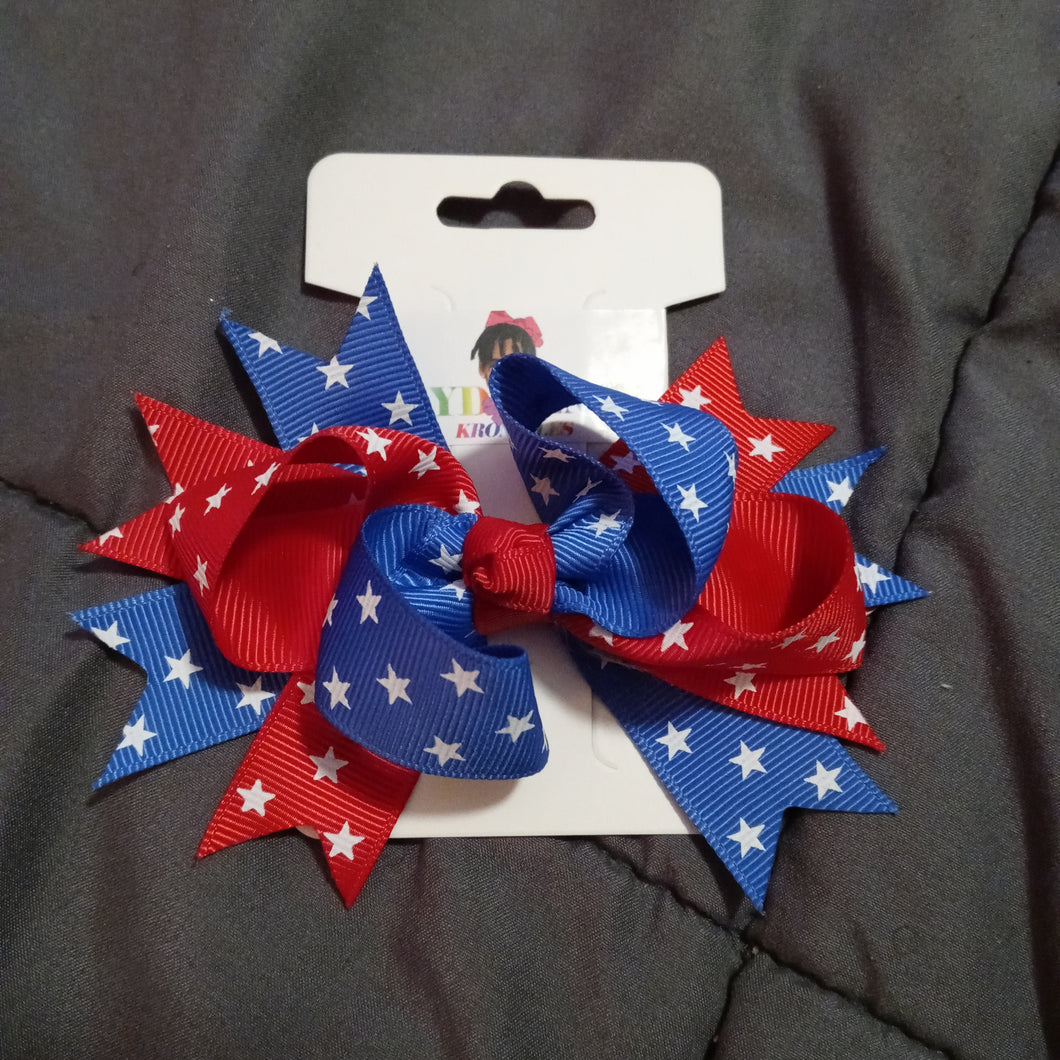 3.5 Inch Red White Blue Hair Bow
