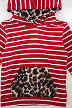 Load image into Gallery viewer, Maroon stripe leopard hoodie top 168046
