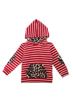Load image into Gallery viewer, Maroon stripe leopard hoodie top 168046
