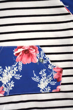 Load image into Gallery viewer, Blue stripe floral hoodie top 168058
