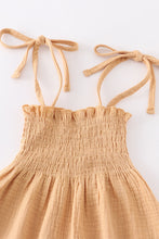Load image into Gallery viewer, Beige smocked baby romper
