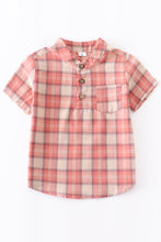 Load image into Gallery viewer, Red plaid boy shirt
