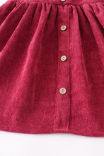 Load image into Gallery viewer, Maroon velvet ruffle suspender dress
