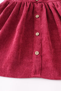 Maroon velvet ruffle suspender dress