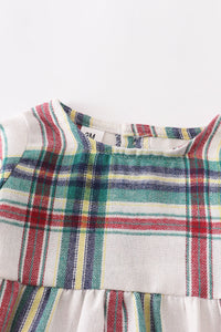 Green red plaid baby romper