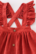 Load image into Gallery viewer, Rust ruffle suspender girl dress
