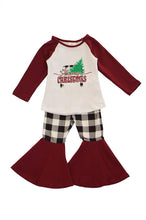 Load image into Gallery viewer, Merry christmas maroon top with bell pants set CKTZ-190053 sale
