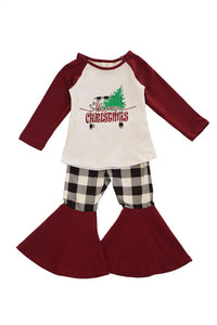 Merry christmas maroon top with bell pants set CKTZ-190053 sale