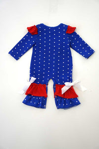 Blue polkadot santa baby romper PPF-190079