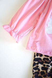 Pink santa applique tunic with leopard bell pants set CKTZ-190092