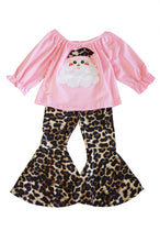 Load image into Gallery viewer, Pink santa applique tunic with leopard bell pants set CKTZ-190092
