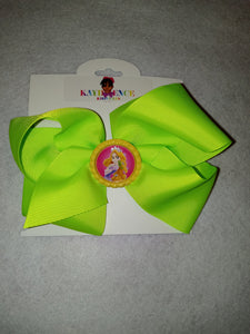 6 Inch Solid Colored Hair Bow with Rapunzel