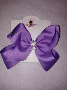 6 Inch Solid Colored Hair Bow with Unicorn